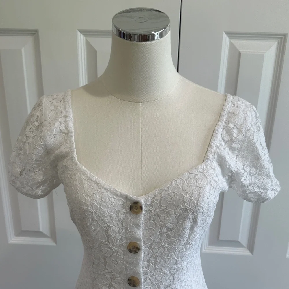 Abercrombie & Fitch White Lace Button-Down Mini Dress Size S